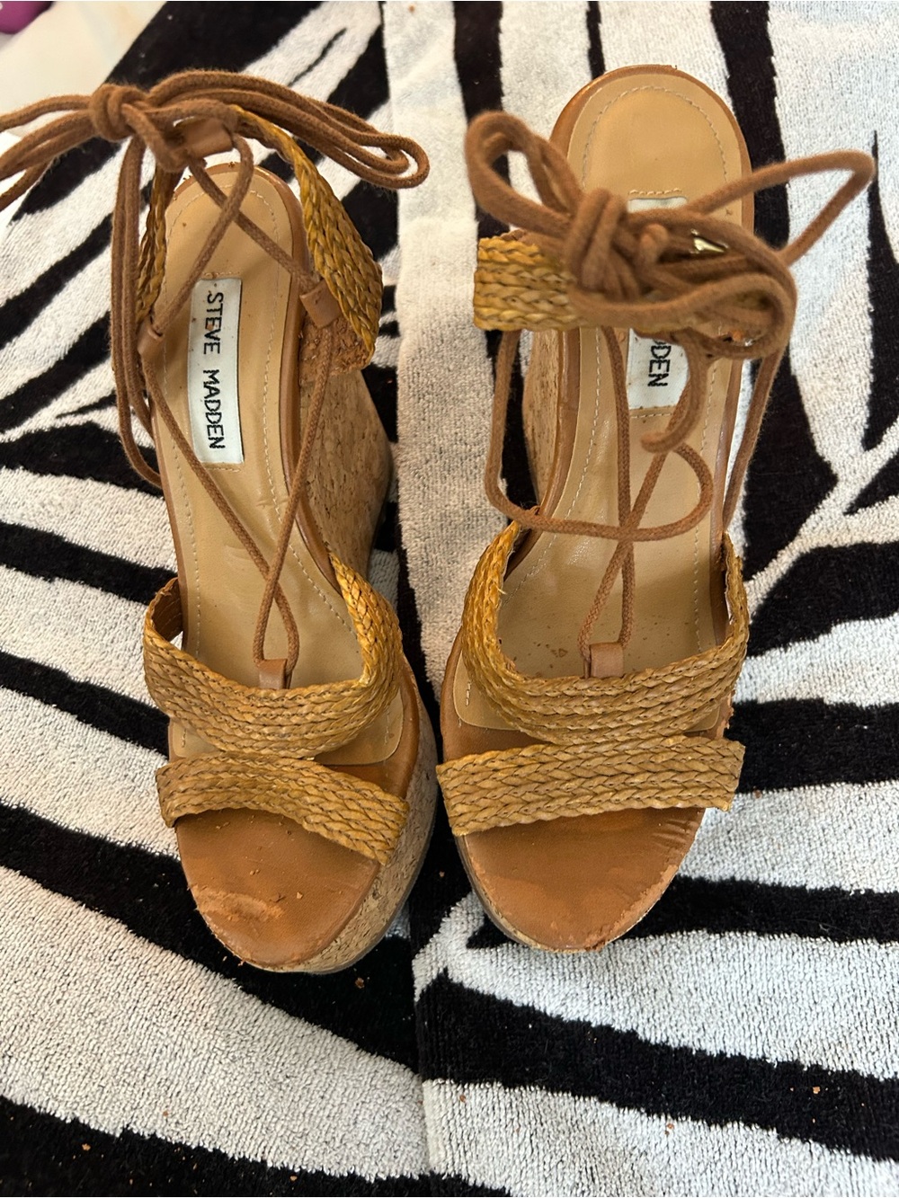 Steve Madden Tan Braided Espadrille Wedge Sandals